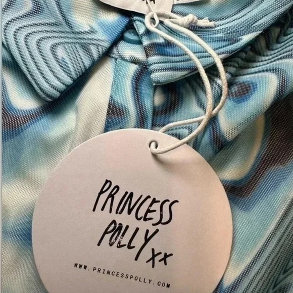 NEW! Princess Polly Alina Long Sleeve Top Blue and White Casual Blouse Shirt - Picture 7 of 7